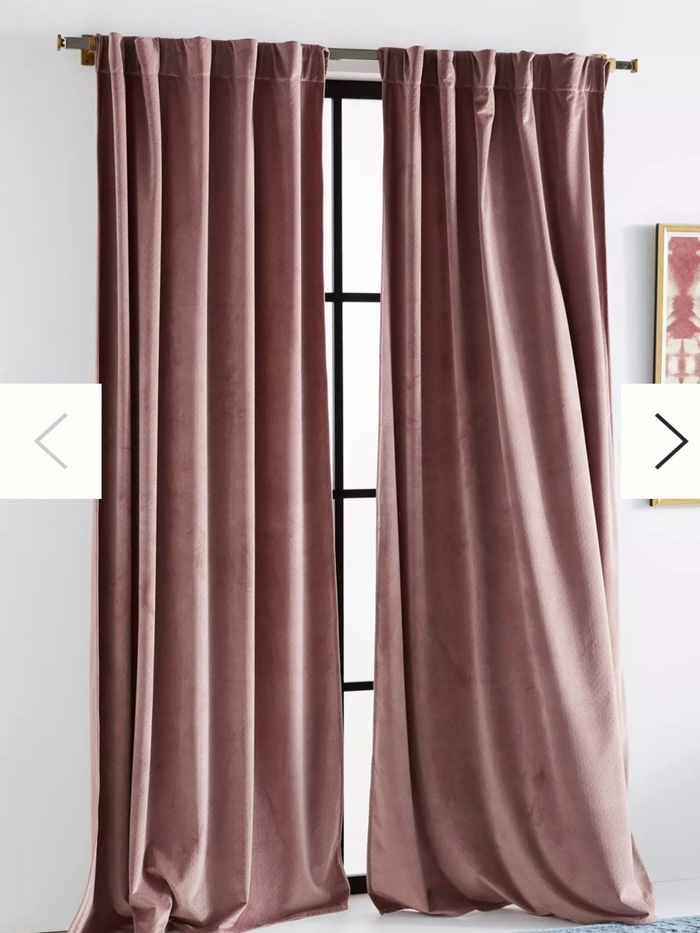 Louise Velvet Curtain Panels (2) in Dusty Rose color